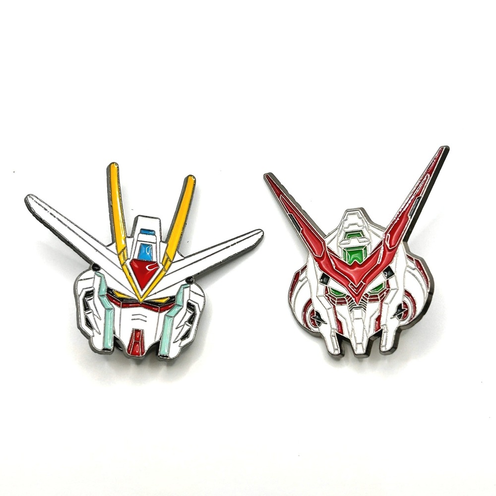 Gundam Mobile Suit Enamel Pin Set OS White Red Yellow Robot Head Anime Accessory
